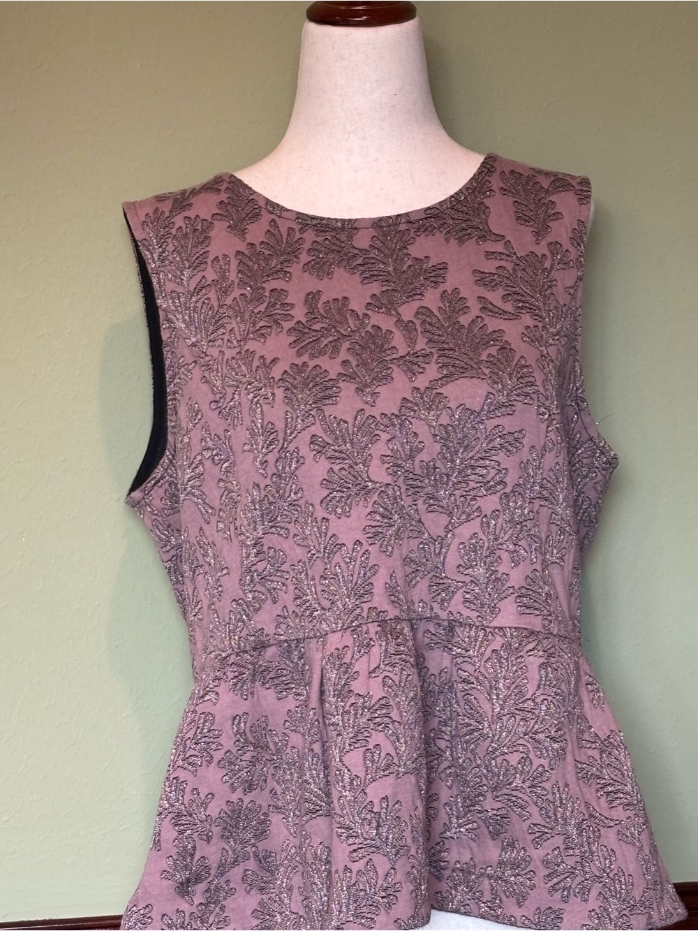 Ann Taylor Dusty Rose Embroidered Peplum Midi Dress